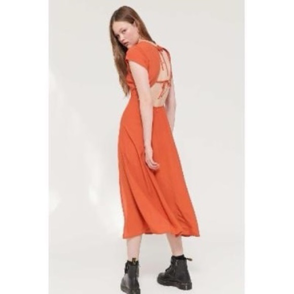 Orange Backless Midi Dress - Picture 2 of 3